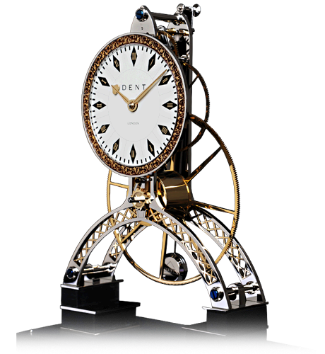Great Wheel Rhodium Clock