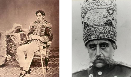 LEft, Emperor Meiji and, right, the fifth Shah of Persia, both famous Dent owners